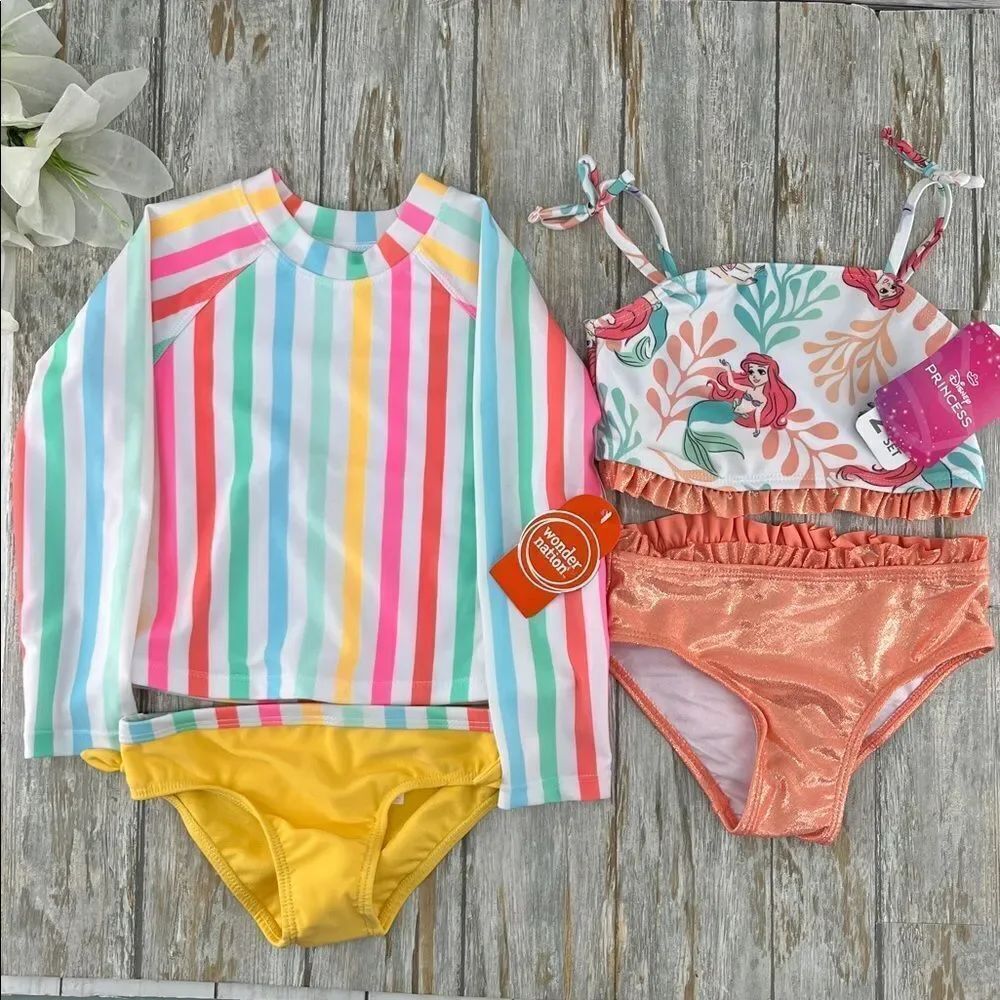 Toddler Little Mermaid Tankini & Rashguard Swimsuit 2, 2-pc Sets  Size 2T